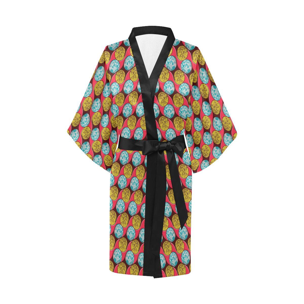 African Fashion Print Pattern Women Short Kimono Robe