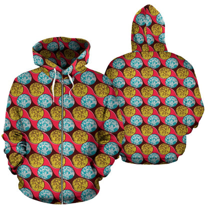 African Fashion Print Pattern Zip Up Hoodie