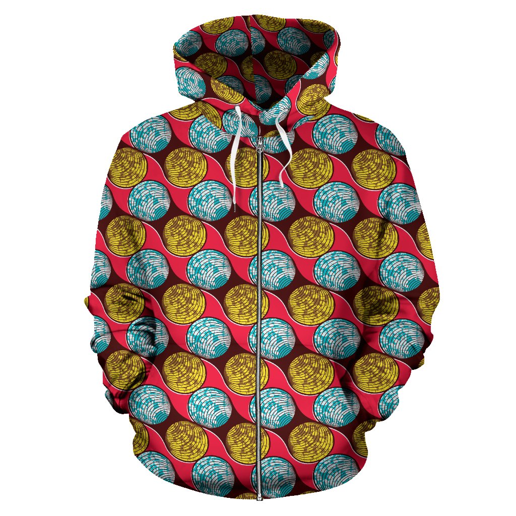 African Fashion Print Pattern Zip Up Hoodie