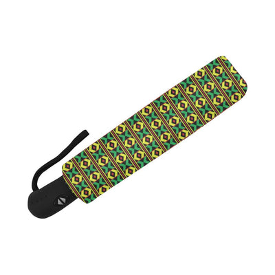 African Geometric Print Pattern Automatic Foldable Umbrella