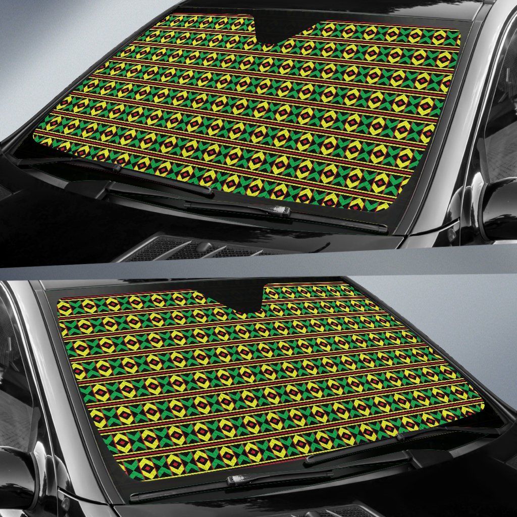 African Geometric Print Pattern Car Sun Shade For Windshield