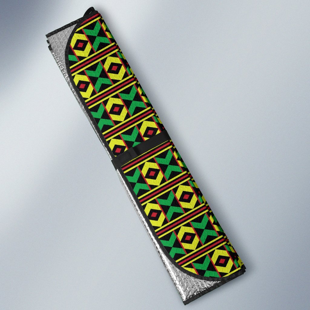 African Geometric Print Pattern Car Sun Shade For Windshield