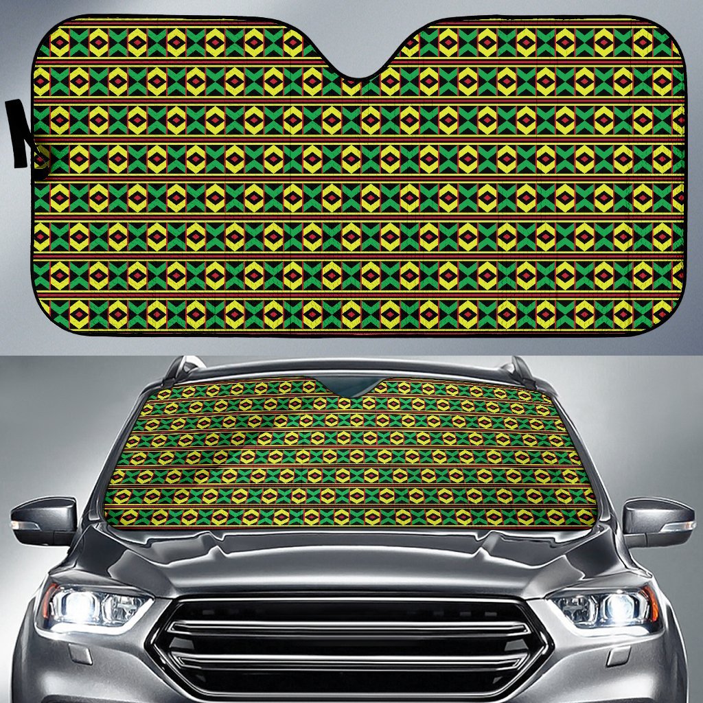African Geometric Print Pattern Car Sun Shade For Windshield