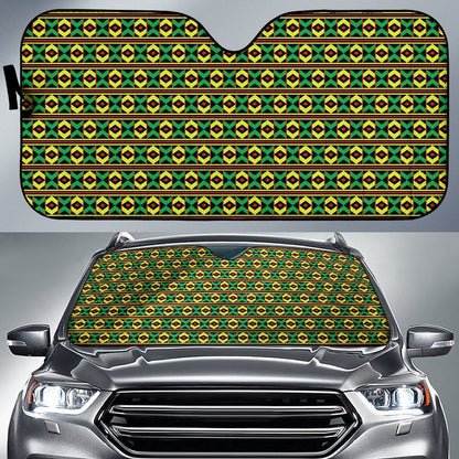 African Geometric Print Pattern Car Sun Shade For Windshield
