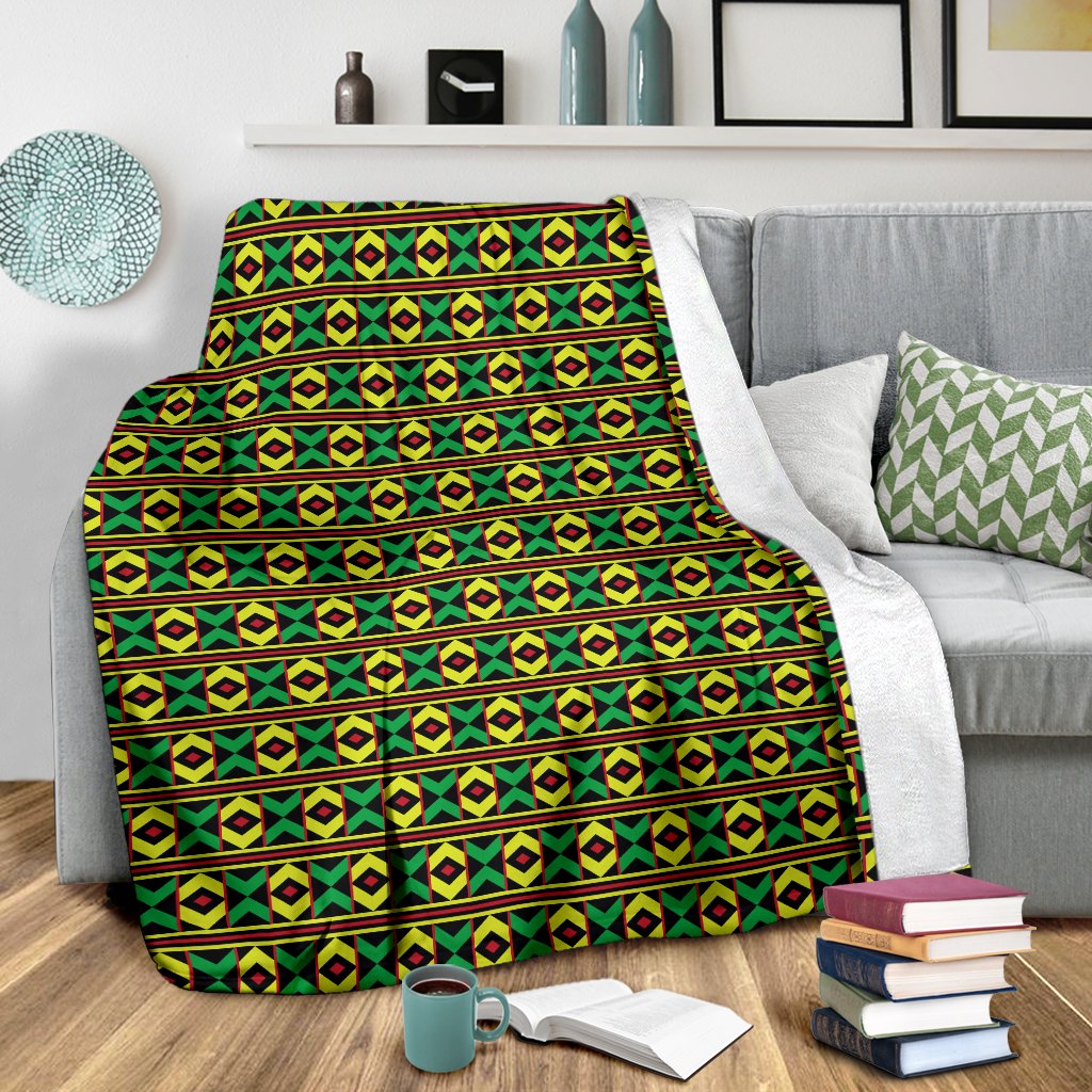 African Geometric Print Pattern Fleece Blanket