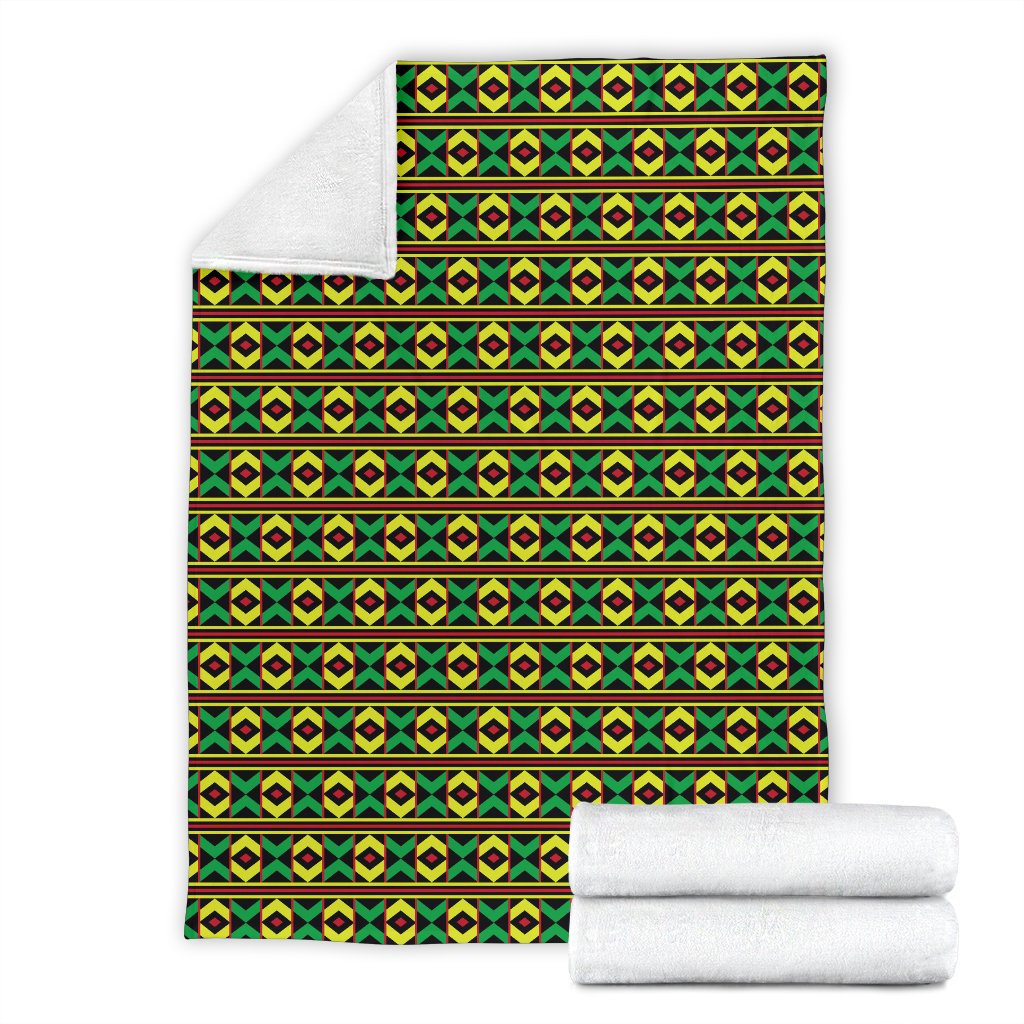 African Geometric Print Pattern Fleece Blanket