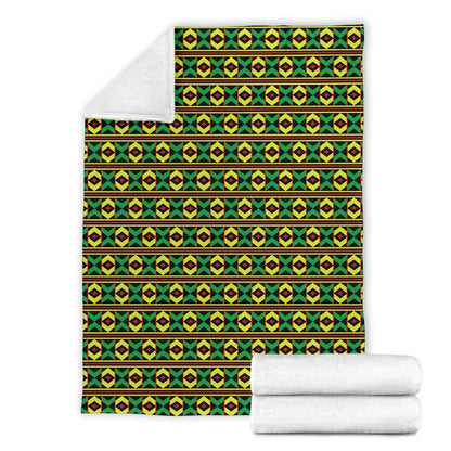 African Geometric Print Pattern Fleece Blanket