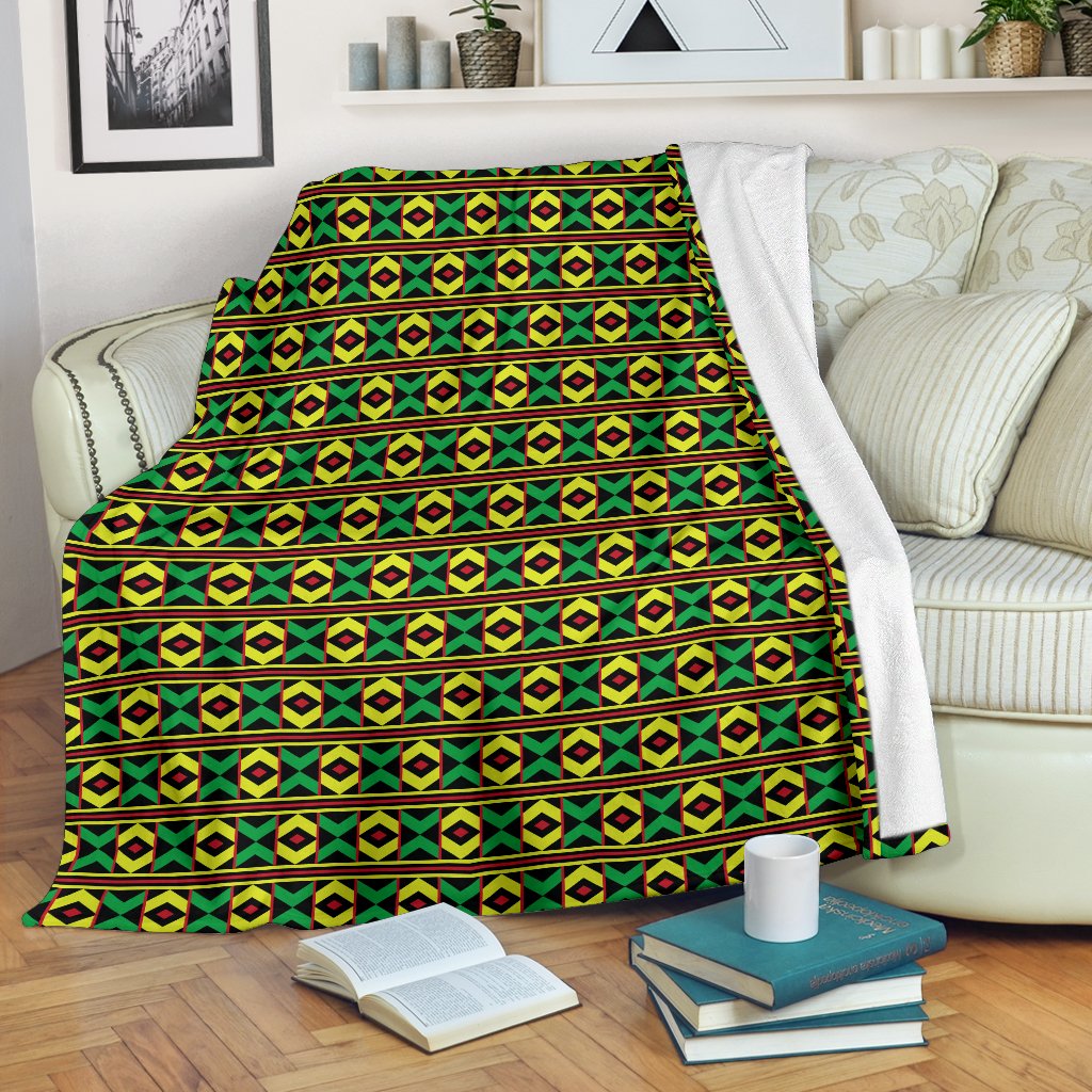 African Geometric Print Pattern Fleece Blanket
