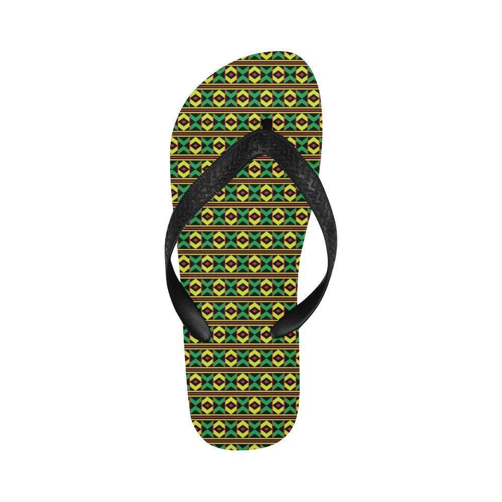 African Geometric Print Pattern Flip Flops-JTAMIGO.COM
