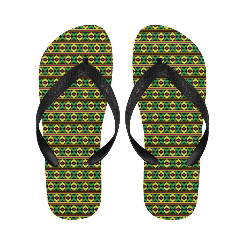 African Geometric Print Pattern Flip Flops-JTAMIGO.COM