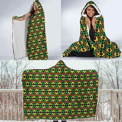 African Geometric Print Pattern Hooded Blanket-JTAMIGO.COM