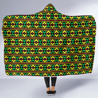 African Geometric Print Pattern Hooded Blanket-JTAMIGO.COM