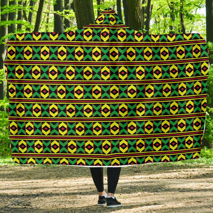 African Geometric Print Pattern Hooded Blanket-JTAMIGO.COM