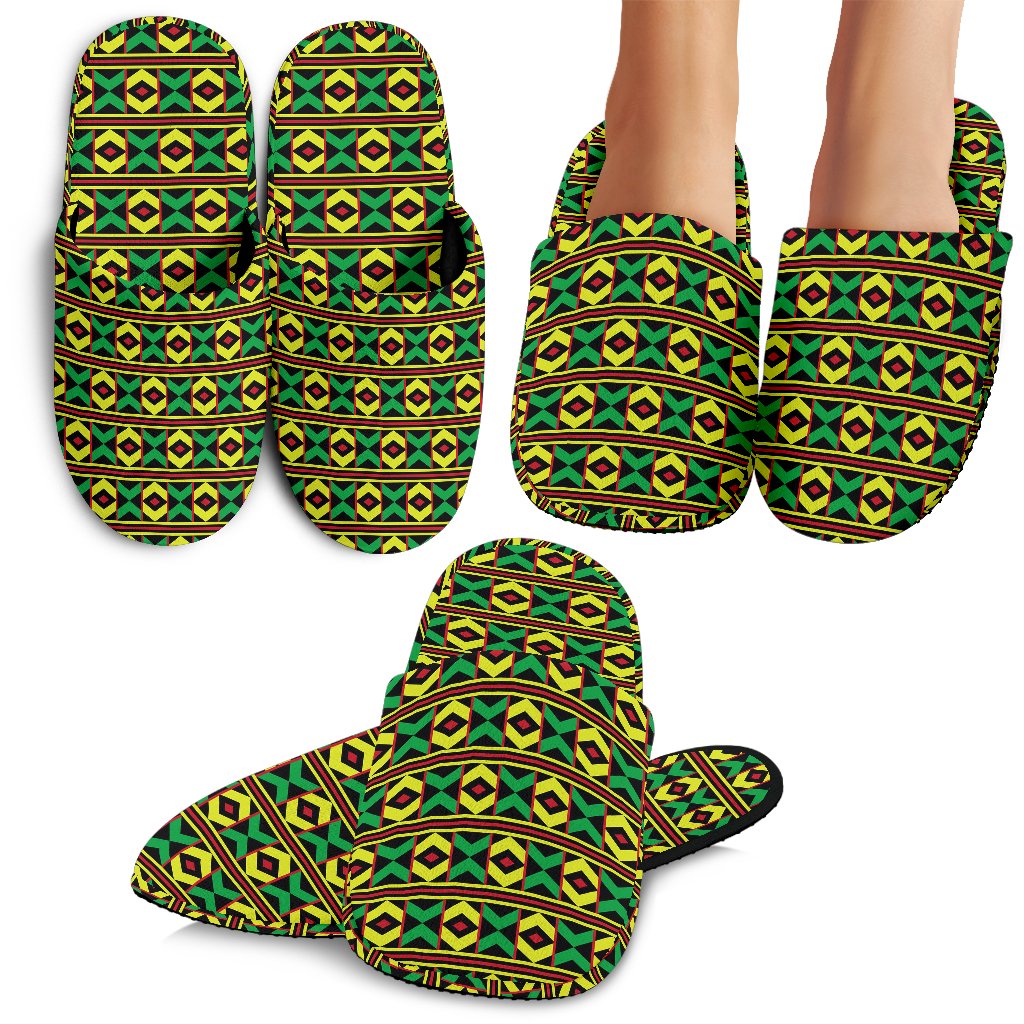 African Geometric Print Pattern House Slippers