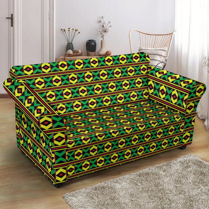 African Geometric Print Pattern Loveseat Slipcover-JTAMIGO.COM