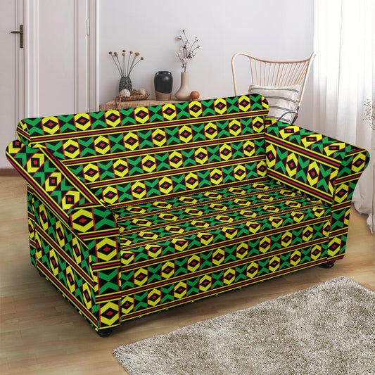 African Geometric Print Pattern Loveseat Slipcover-JTAMIGO.COM