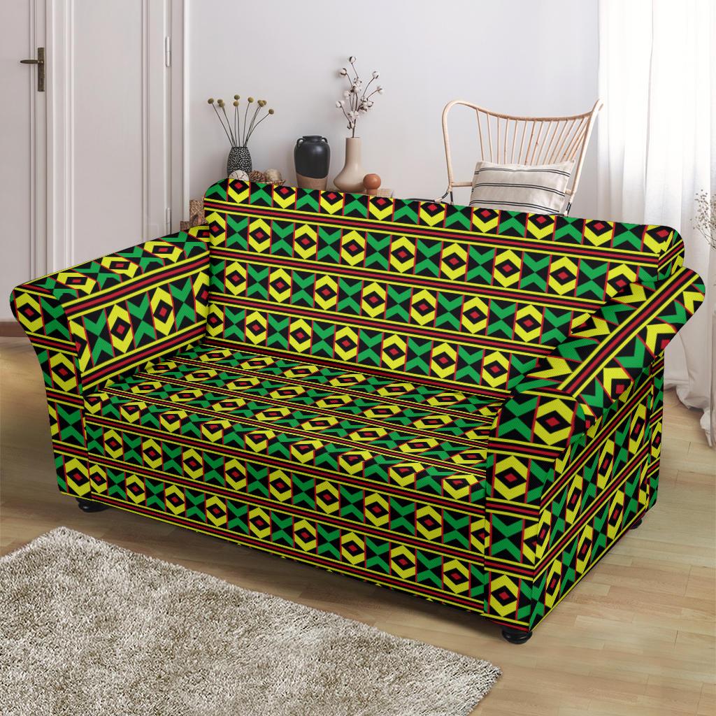 African Geometric Print Pattern Loveseat Slipcover-JTAMIGO.COM