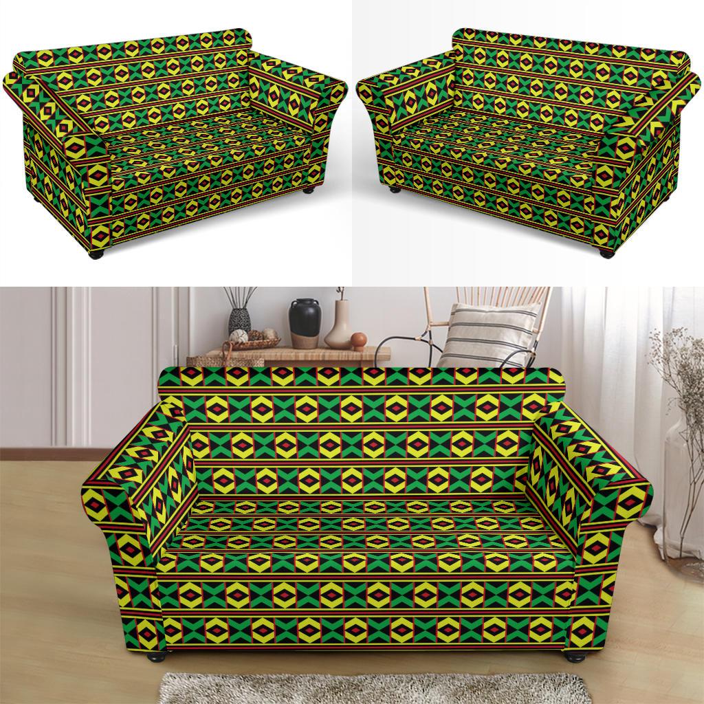 African Geometric Print Pattern Loveseat Slipcover-JTAMIGO.COM