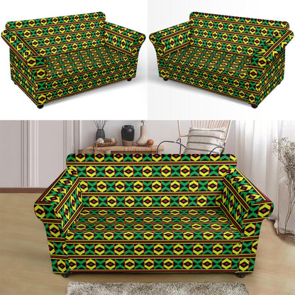 African Geometric Print Pattern Loveseat Slipcover-JTAMIGO.COM
