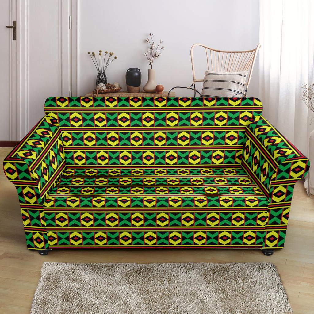 African Geometric Print Pattern Loveseat Slipcover-JTAMIGO.COM