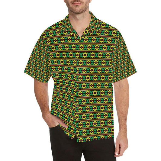 African Geometric Print Pattern Men Aloha Hawaiian Shirt