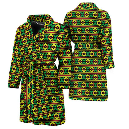 African Geometric Print Pattern Men Bath Robe-JTAMIGO.COM