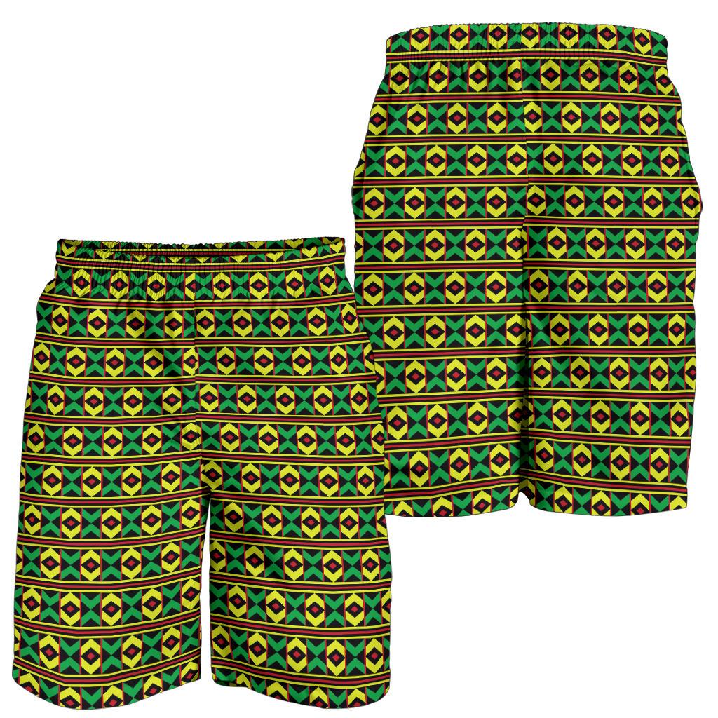 African Geometric Print Pattern Mens Shorts-JTAMIGO.COM