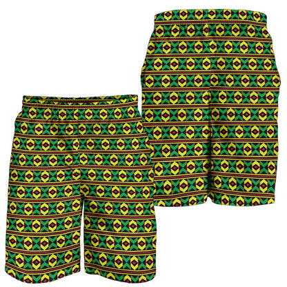 African Geometric Print Pattern Mens Shorts-JTAMIGO.COM