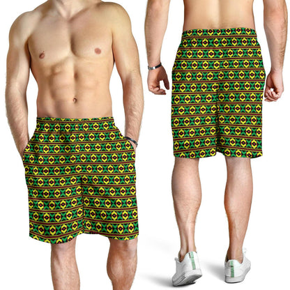 African Geometric Print Pattern Mens Shorts-JTAMIGO.COM