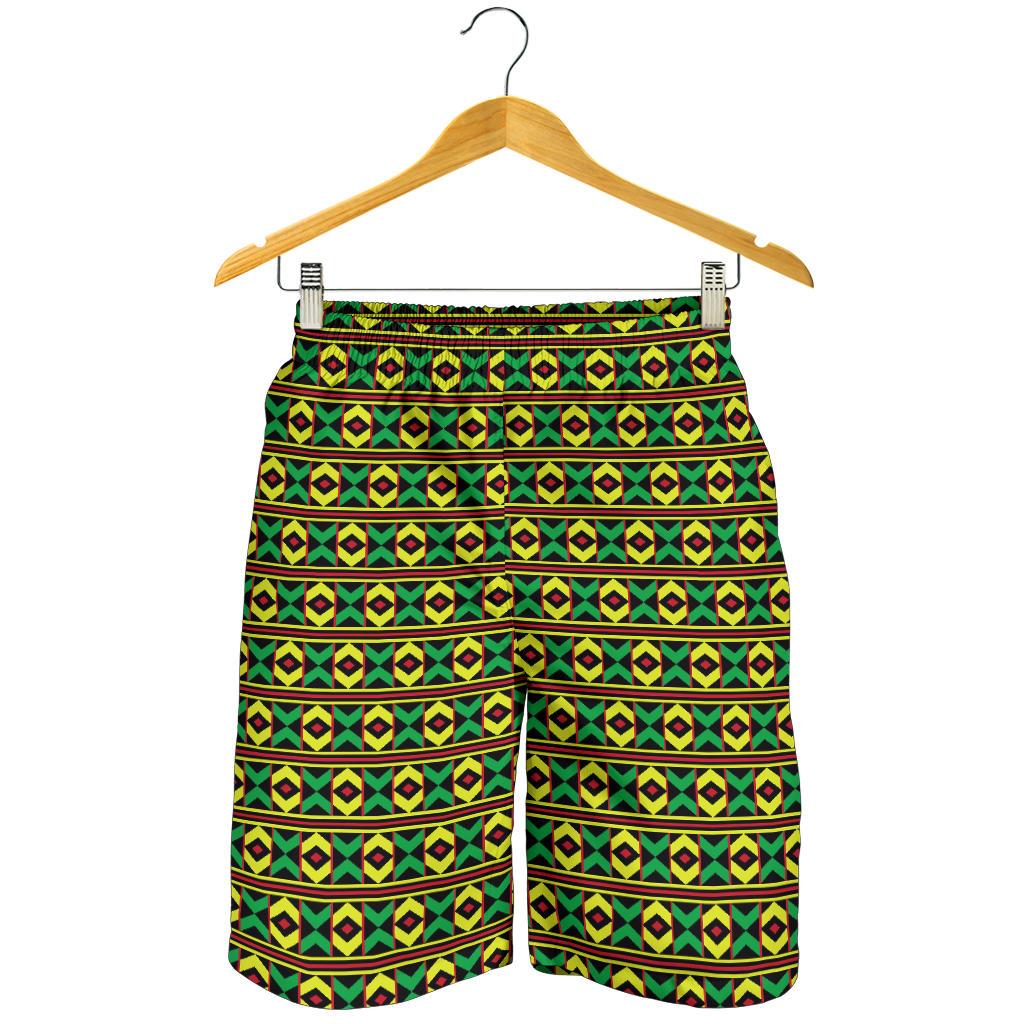 African Geometric Print Pattern Mens Shorts-JTAMIGO.COM