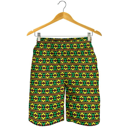 African Geometric Print Pattern Mens Shorts-JTAMIGO.COM