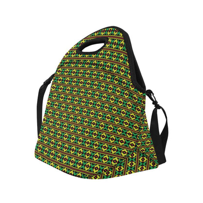 African Geometric Print Pattern Neoprene Lunch Bag (Model 1669)(Large)-JTAMIGO.COM