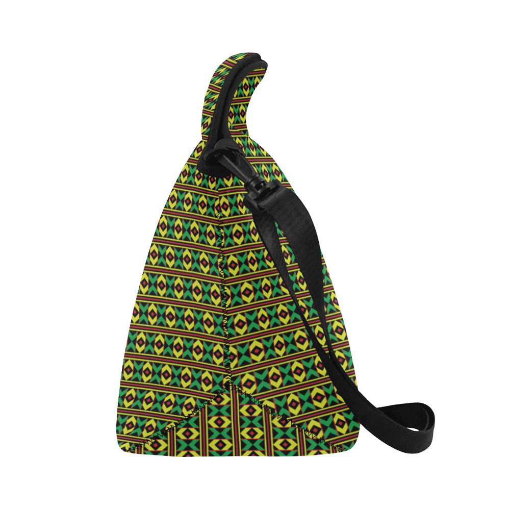 African Geometric Print Pattern Neoprene Lunch Bag (Model 1669)(Large)-JTAMIGO.COM