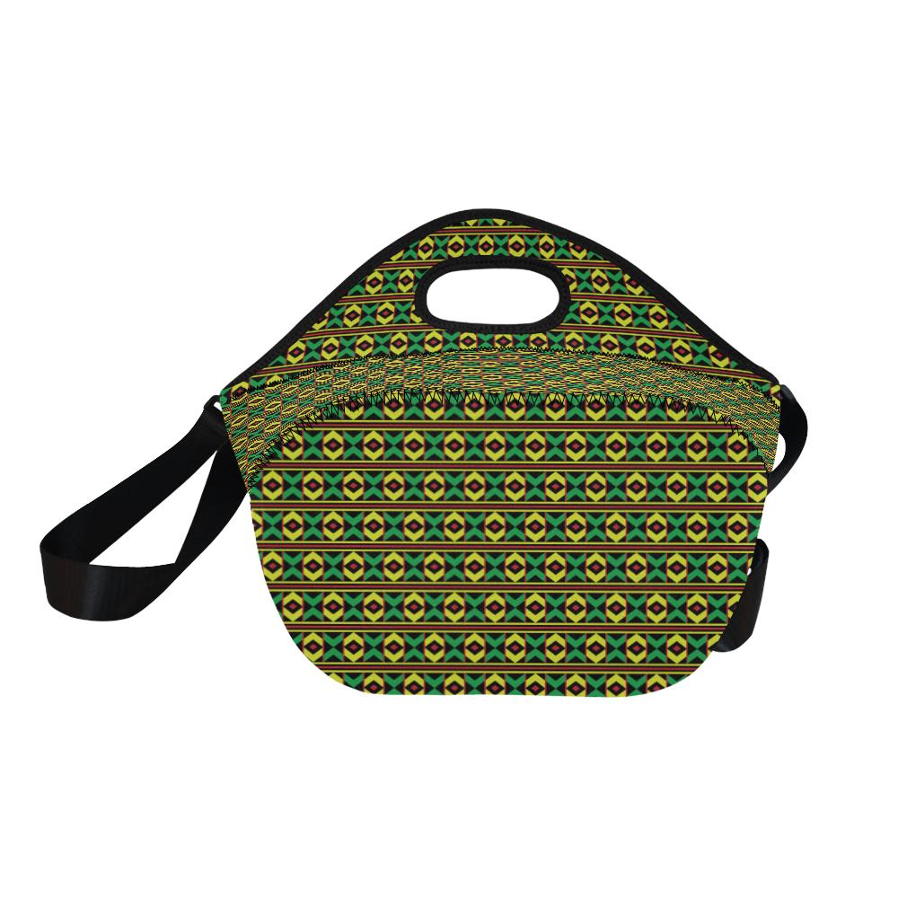 African Geometric Print Pattern Neoprene Lunch Bag (Model 1669)(Large)-JTAMIGO.COM