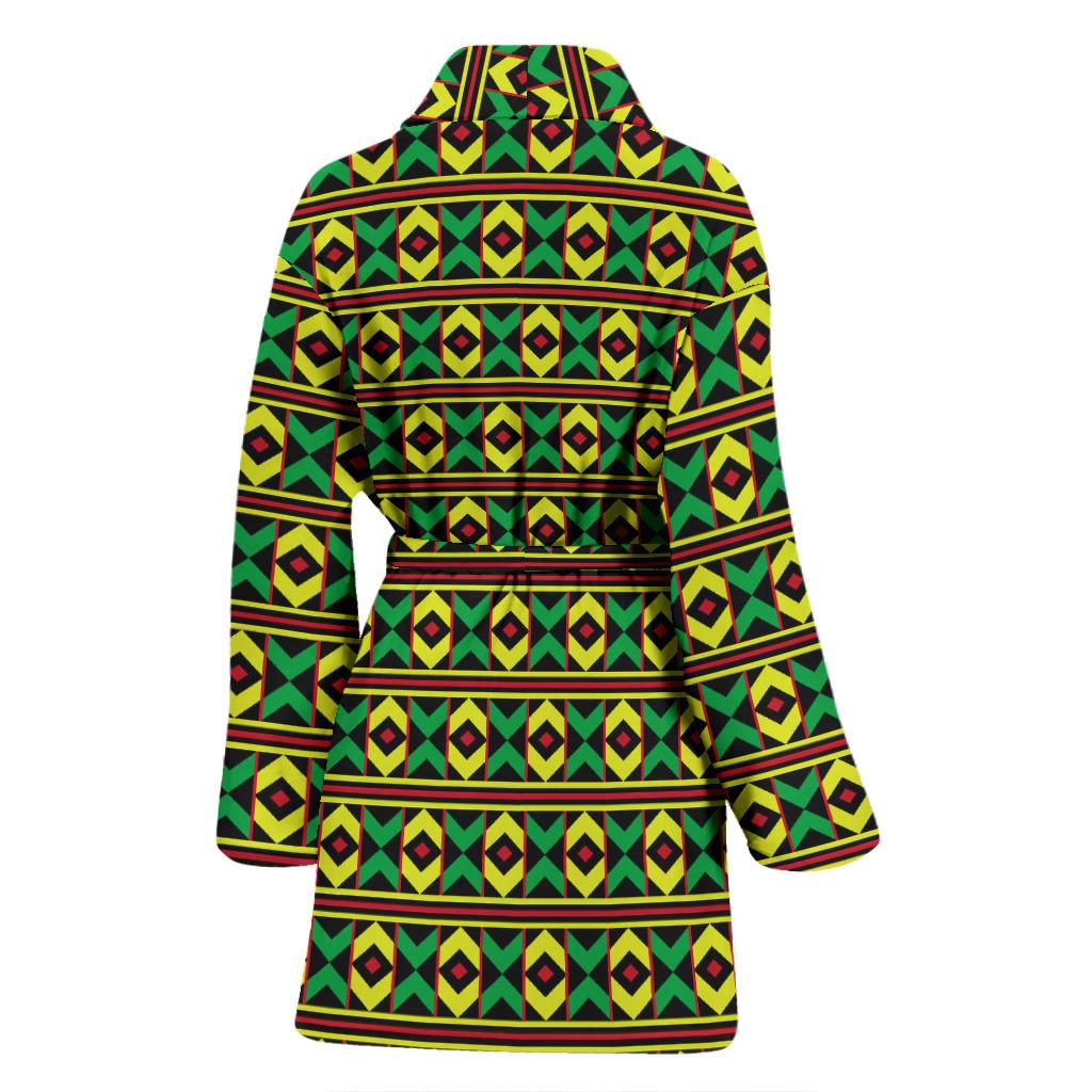 African Geometric Print Pattern Women Bath Robe-JTAMIGO.COM