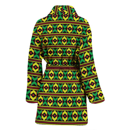 African Geometric Print Pattern Women Bath Robe-JTAMIGO.COM