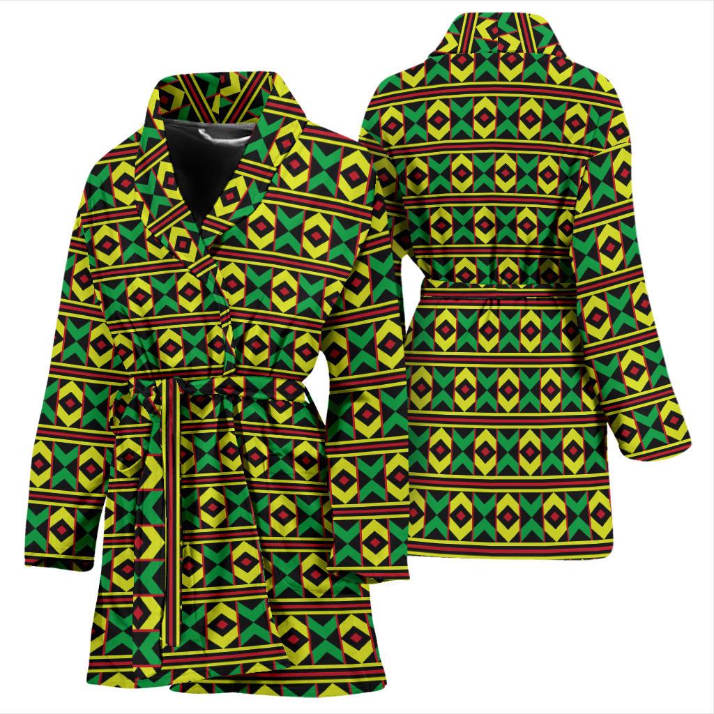 African Geometric Print Pattern Women Bath Robe-JTAMIGO.COM