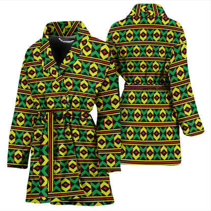 African Geometric Print Pattern Women Bath Robe-JTAMIGO.COM