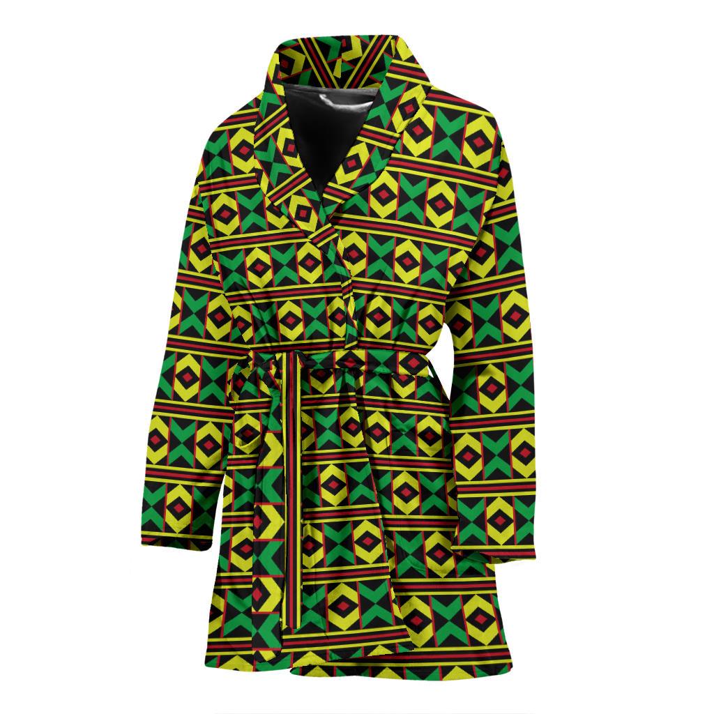 African Geometric Print Pattern Women Bath Robe-JTAMIGO.COM