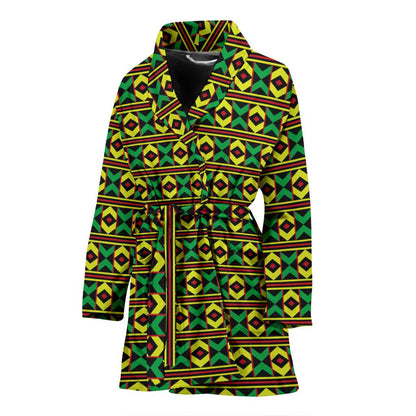 African Geometric Print Pattern Women Bath Robe-JTAMIGO.COM