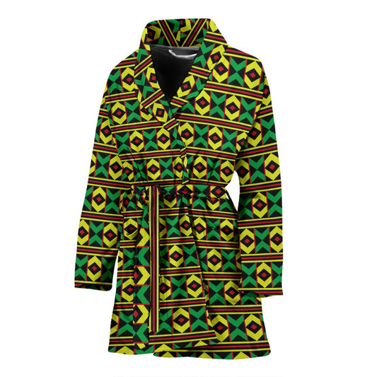 African Geometric Print Pattern Women Bath Robe-JTAMIGO.COM