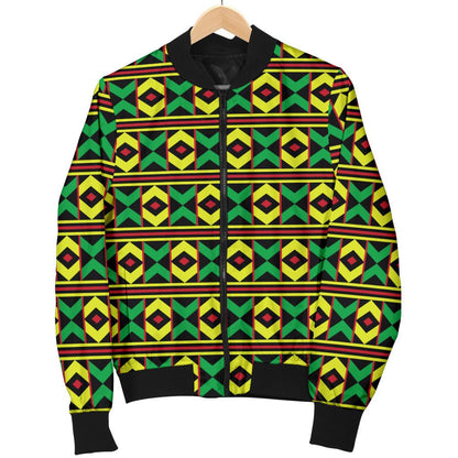 African Geometric Print Pattern Women Casual Bomber Jacket