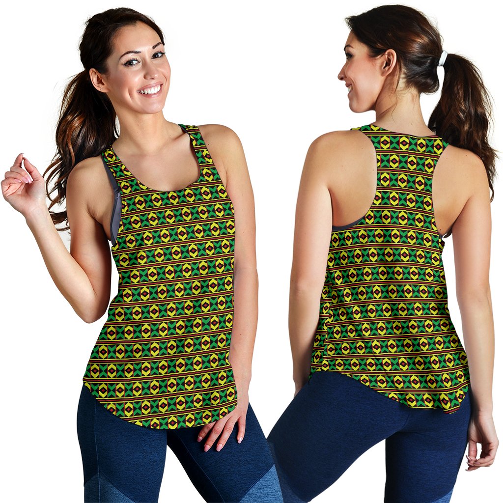 African Geometric Print Pattern Women Racerback Tank Top