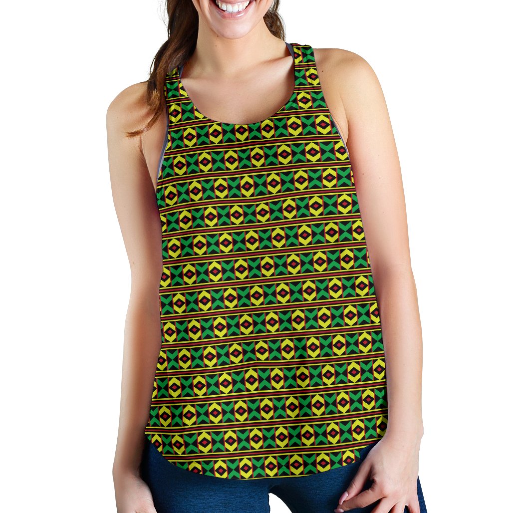 African Geometric Print Pattern Women Racerback Tank Top
