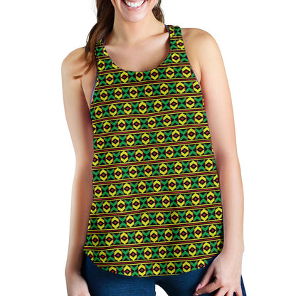 African Geometric Print Pattern Women Racerback Tank Top