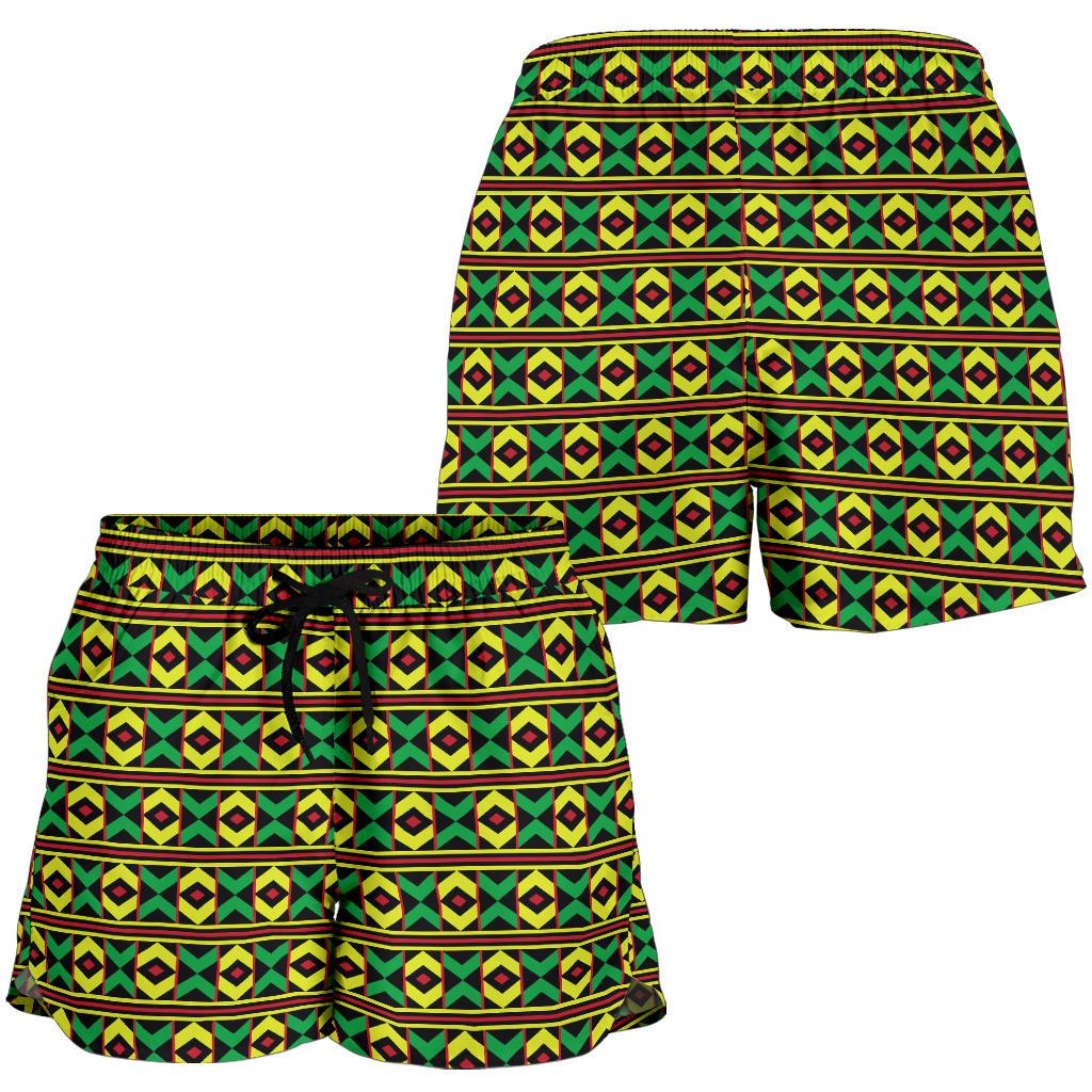 African Geometric Print Pattern Women Shorts-JTAMIGO.COM