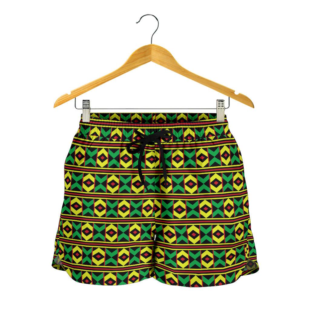 African Geometric Print Pattern Women Shorts-JTAMIGO.COM
