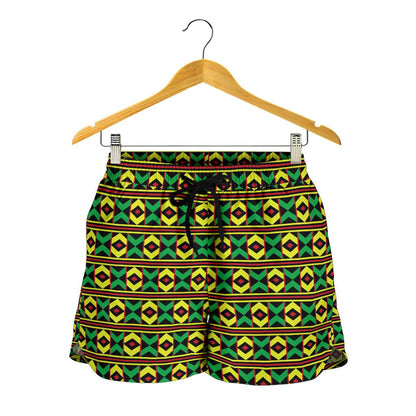 African Geometric Print Pattern Women Shorts-JTAMIGO.COM