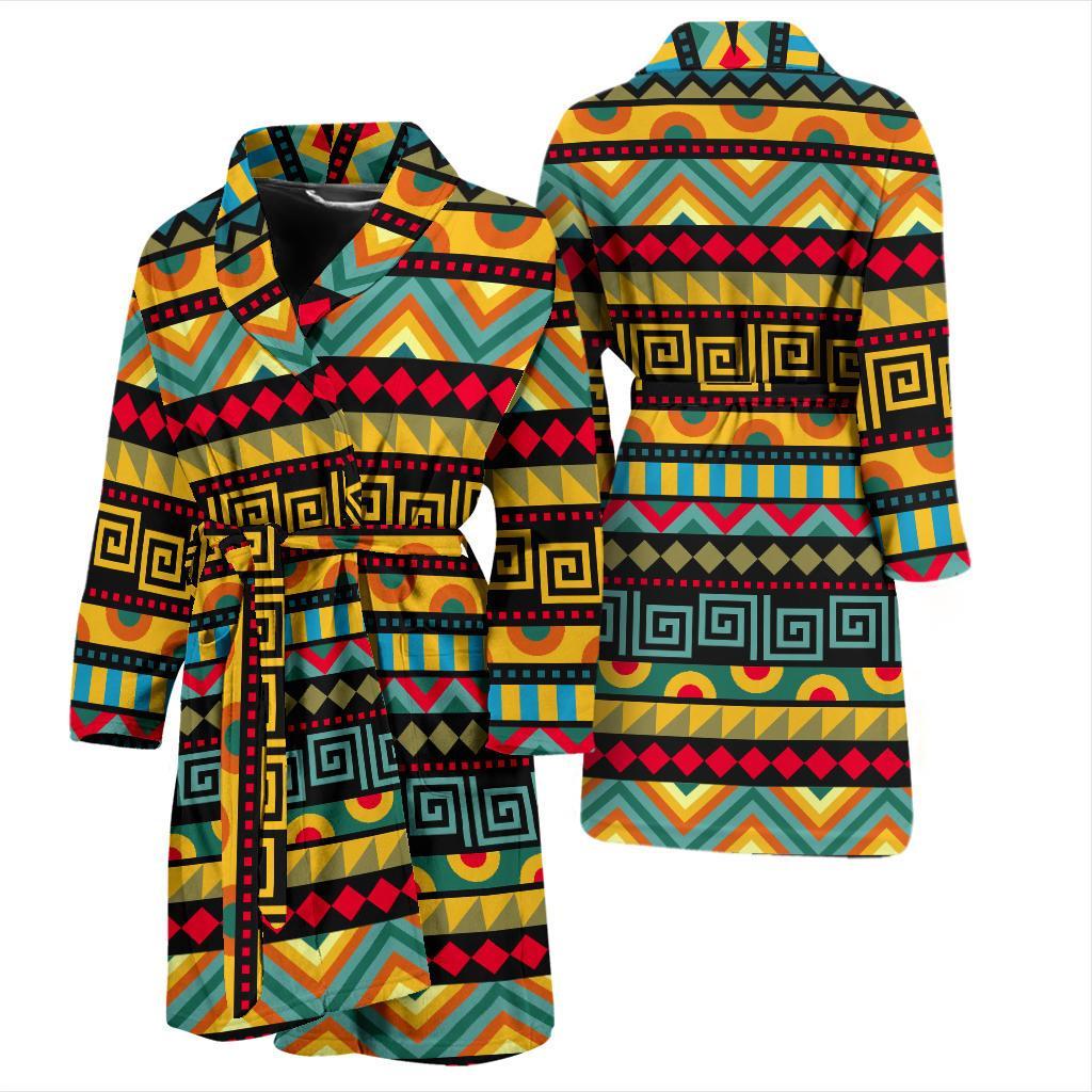 African Pattern Print Design 03 Men Bathrobe-JORJUNE.COM