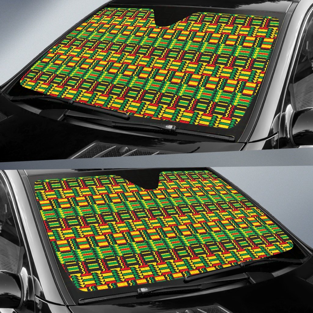 African Zip Zag Print Pattern Car Sun Shade For Windshield